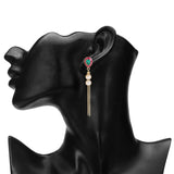 Women's Multi Colored Long Chain Dangler Earring