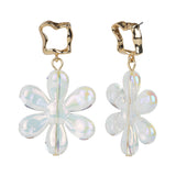 Women's White Transparent Flower Drop Earring
