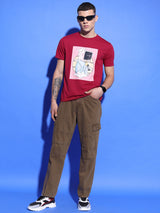 Men's Brown Clean Look Mid-Rise Straight Fit Jeans