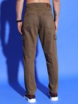 Men's Brown Clean Look Mid-Rise Straight Fit Jeans