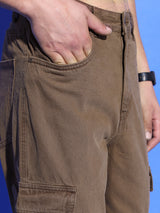 Men's Brown Clean Look Mid-Rise Straight Fit Jeans