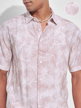 Men's Light Pink Relaxed Fit Abstract Printed Spread Collar Casual Shirt