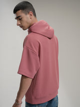 Men's Rust Hooded Drop-Shoulder Sleeves Pockets Tshirt