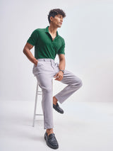 Men's Bottle Green Solid Polo Collar Tshirt