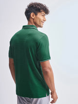 Men's Bottle Green Solid Polo Collar Tshirt
