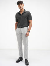Men's Dark Grey Polo Collar Cotton Relaxed Fit Tshirt