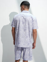 Men's Lavender Marvel Avengers Printed Cotton Shirt With Shorts Co-Ords