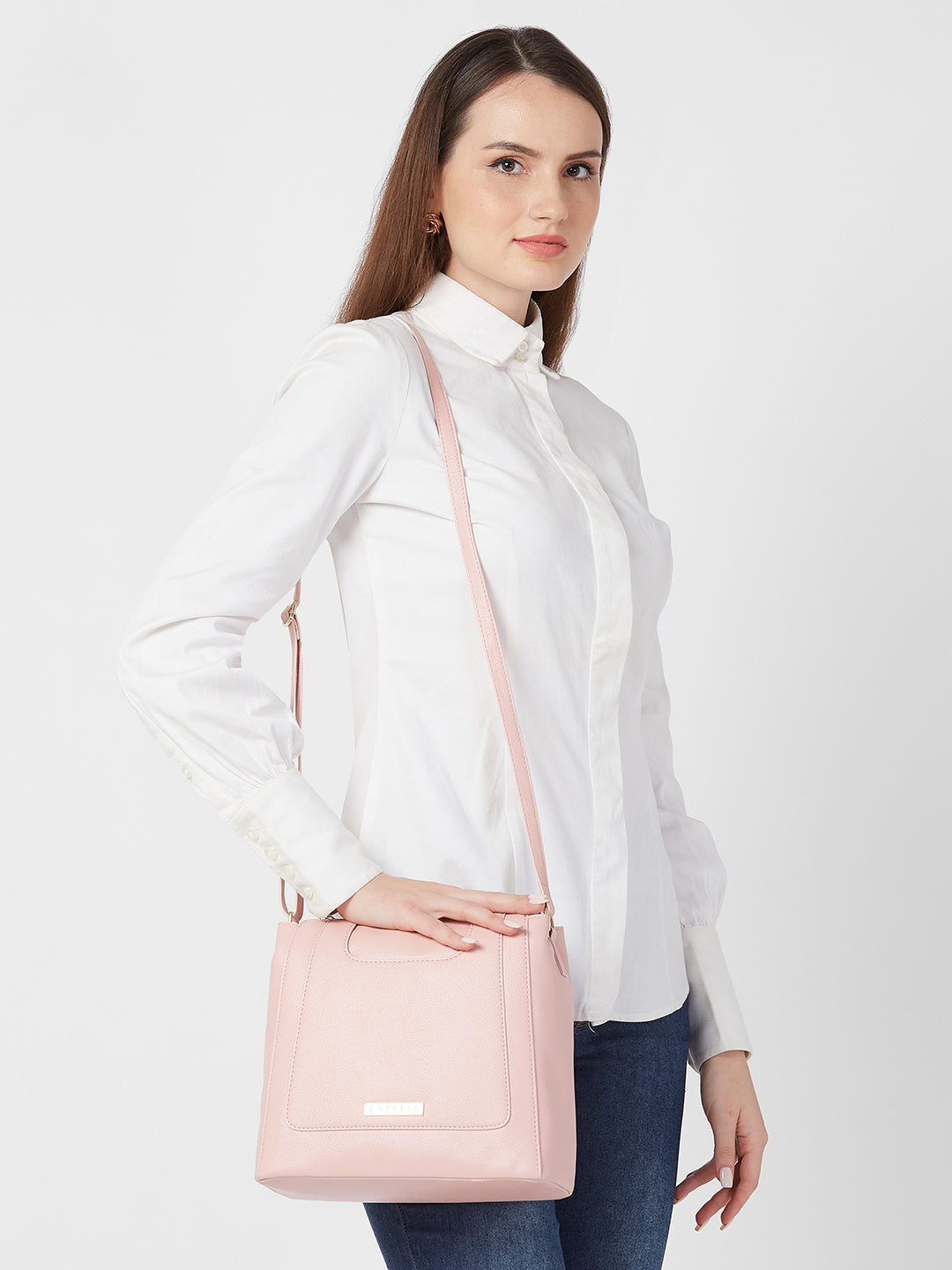 Women's Dull Pink Faux Leather Hobo Bag 7L