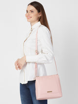 Women's Dull Pink Faux Leather Hobo Bag 7L