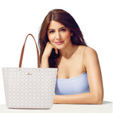 Women's Off White Casual Printed Tote Bag