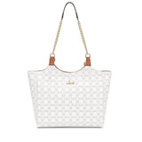 Women's White Casual Printed Tote Bag