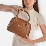 Women's Tan Casual Printed Satchel