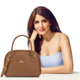 Women's Tan Casual Printed Satchel