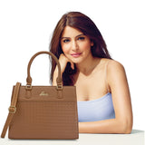 Women's Tan Casual Solid Satchel