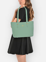 Women's Green Casual Solid Tote Bag