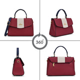 Women's Red Casual Colorblocked Satchel