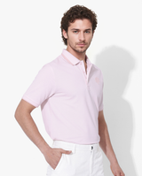 Men's Pink Casual Regular Fit Solid Half Sleeves Polo Tshirt