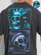 Men's Black Graphic Printed Round Neck Relaxed Fit Tshirt