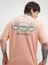 Men's Coral Graphic Printed Drop-Shoulder Sleeves Oversized Tshirt