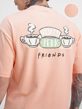 Men's Coral Graphic Printed Drop-Shoulder Sleeves Oversized Tshirt