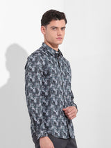 Men's Black Casual Printed Full Sleeves Shirt