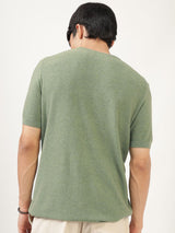 Men's Green Casual Regular Fit Solid Half Sleeves Tshirt