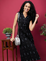 Women's Ethic Motif Printed A Line Midi Dress