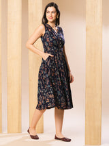 Women's Ethnic Printed Tiered Fit and Flare Midi Dress