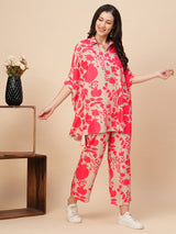Women's Floral Printed Shirt Style Co-Ord Set