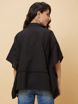 Women's Black Lace Inserts Kaftan Tunic