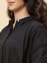 Women's Black Lace Inserts Kaftan Tunic
