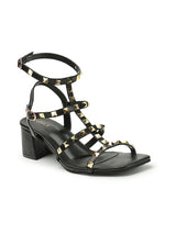 Women's Black Casual Hook & Loop Heels