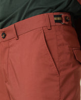 Men's Red Casual Slim Fit Solid Trouser