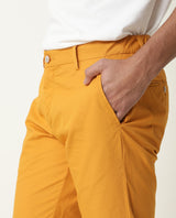 Men's Yellow Casual Straight Fit Solid Trouser