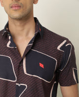 Men's Brown Casual Regular Fit Printed Half Sleeves Shirt