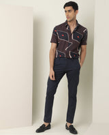 Men's Brown Casual Regular Fit Printed Half Sleeves Shirt