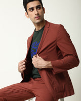 Men's Red Casual Slim Fit Solid Trouser