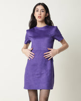 Women's Sions Purple Round Neck Short Sleeves Mini Dress