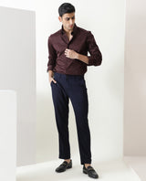 Men's Navy Casual Slim Fit Solid Trouser