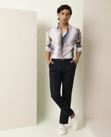 Men's Blue Casual Regular Fit Printed Full Sleeves Shirt