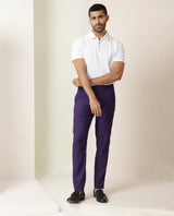 Men's Purple Casual Slim Fit Solid Trouser