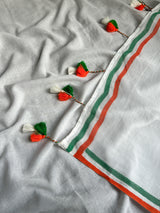 Women's White Cotton Saree