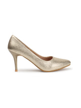Women's Textured Pointed Toe Stiletto Pump Heel Block