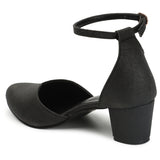 Women's Black Casual Strap Heels