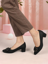 Women's Black Casual Slip-On Heels