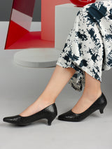 Women's Black Casual Slip-On Heels