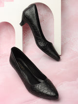 Women's Black Casual Slip-On Heels