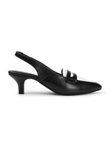 Womne's Two Color Sade Kitten Heeled Sandal