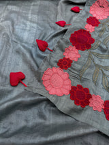 Women's Gray Silk Saree