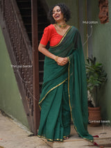 Women's Green Pure Cotton Saree
